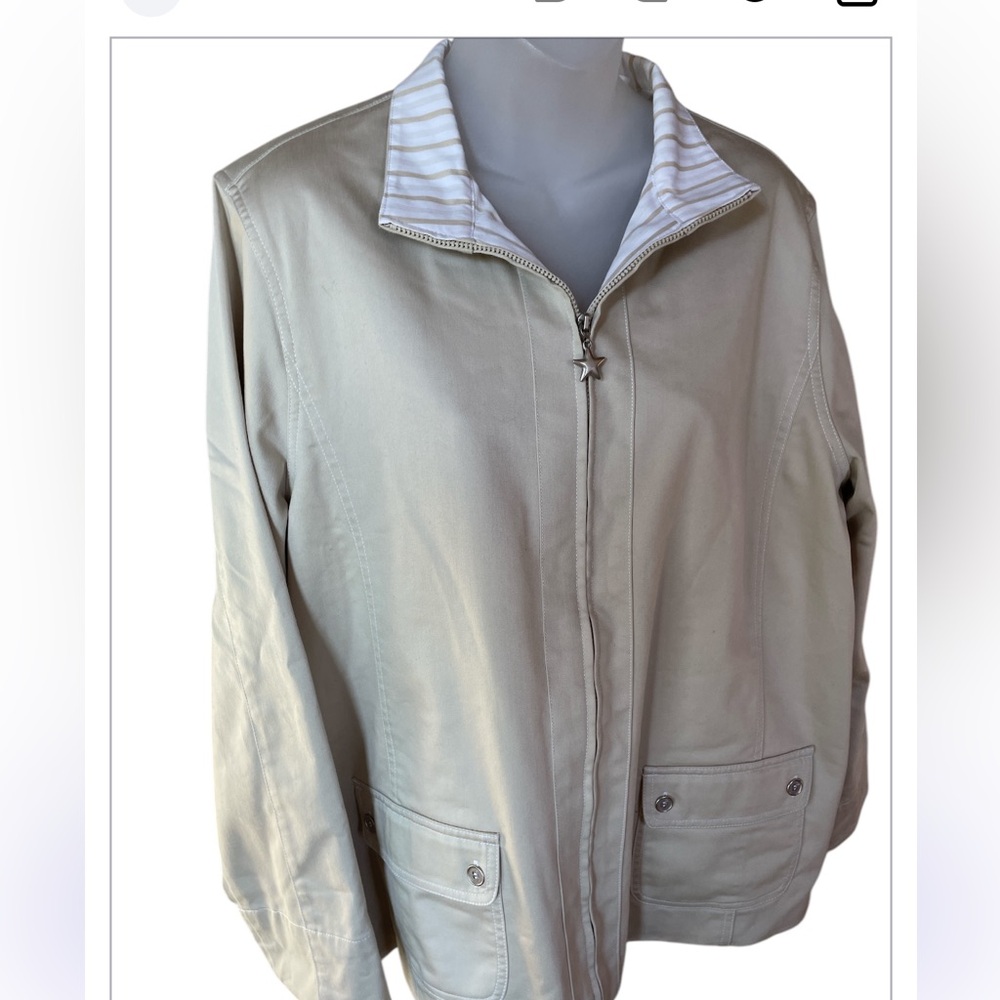 Alfred Dunner plus size 16 khaki tan zip up jacket